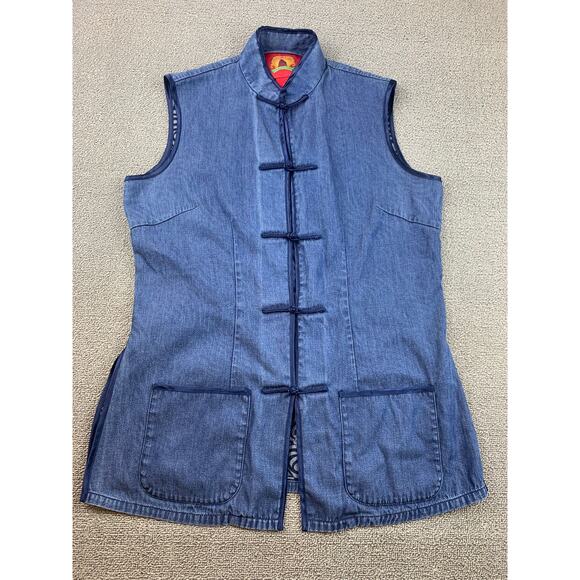 Shanghai Tang Jackets & Blazers - Shanghai Tang Women 10 Denim Waistcoat  Vest Gilet Ethnic Chinese